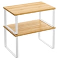 thumbnail image 2 of 2 Pack Cabinet Organizer Shelf, Kitchen Counter Shelves, Kitchen Storage, Spice Rack, Stackable, Expandable, Metal and Engineered Wood, Cloud White and Natural Beige, 2 of 8