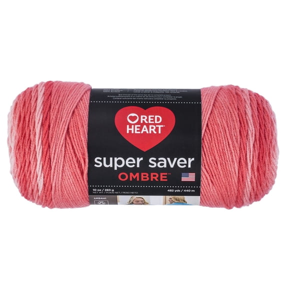 Red Heart® Super Saver® Ombre™ Yarn, Acrylic #4 Medium, 10oz/283g, 482 Yards