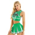 thumbnail image 4 of Aislor Ensemble Court de Pom-Pom Girl pour Femmes avec Mini Jupe Plissée Ensemble d'Uniforme de Cheerleading Vert TG, 4 of 7