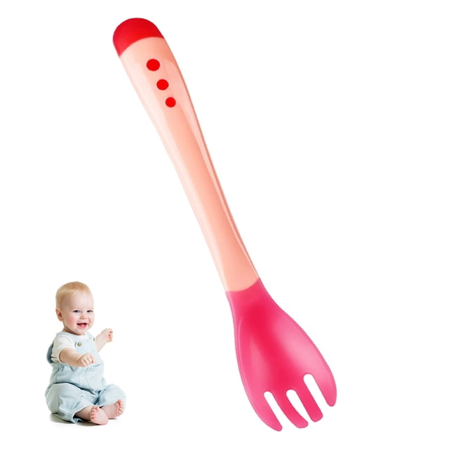 WIFKLSIIPG 2PCS kids Temperature Sensing Tableware Set Utensil Toddler Dinnerware Cutlery Cartoon Food Feeding Spoon Fork