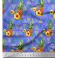 thumbnail image 1 of Soimoi Purple Satin Silk Fabric Triangle & Pine Fruits Print Sewing Fabric Yard 42 Inch Wide, 1 of 5