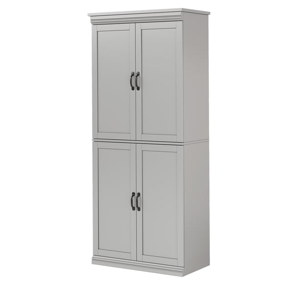 Modern Tall Pantry Cabinet for Dining Room – Freestanding 70" Storage Cupboard with 2 Doors, 3 Adjustable Shelves – Versatile Kitchen Organizer – Pure Gray