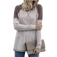 thumbnail image 3 of Women Side Split Hem Crew Neck Long Sleeve Color Block Pullover Top, 3 of 7