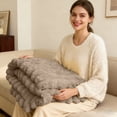 thumbnail image 2 of Thickened Rabbit Plu Sh Nap Blanket Bunny Blanket For Adults Soft Warm Fuzzy Throw Blanket For Bed Sofa Travel And Off Ice Full Size Blankets for Bed Blankets Size Warm Small Blanket Throw Throw, 2 of 4