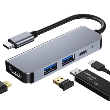 Adaptateur Multiport USB-C pour Concentrateur, Dongle USB-C Portable 4 en 1 avec Sortie HDMI 4K, USB 3.0, USB 2.0, PD 87 W, Compatible avec MacBook ProAir (Thunderbolt 3), Nintendo Switch et Autres Appareils de Type C