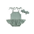 thumbnail image 1 of Faithtur Bébé Filles Robe d'Été Romper Tutu Sans Manches de Couleur Unie Ensembles de Jeux et Bandeau, 1 of 8