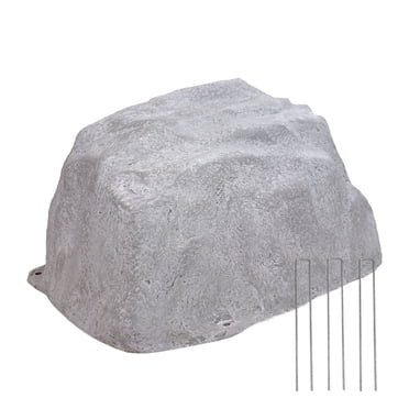 Sunnydaze Fosse Septique Extérieure à Profil Bas en Polyrésine pour Aménagement Paysager avec Piquets - Gris - 14 Pouces