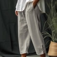 thumbnail image 2 of Timegard Womens Cotton Linen Pants Elastic Waisted Drawstring Capri Pants Casual Loose Trousers with Pockets, 2 of 6