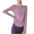 thumbnail image 1 of Timegard Yoga Tops for Women Long Sleeve V-Neck Ruched Tee Trackshirts Athletic Workout Running Tops, 1 of 4