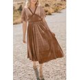thumbnail image 1 of FOLUNSI Robe Maxi Élégante en Velours et Dentelle à Col en V / Parfaite pour les Événements, 1 of 8