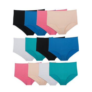 Fruit of the Loom Women's Microfiber Brief Underwear, 12 Pack, Sizes M-3XL