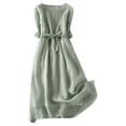 thumbnail image 2 of TIMIFIS Robe en Coton et Lin pour Femme Décontractée Ample Robe d'Été Longue Robe à Manches Courtes Robes Maxi Été Grande Taille Robe de Plage Été, 2 of 6
