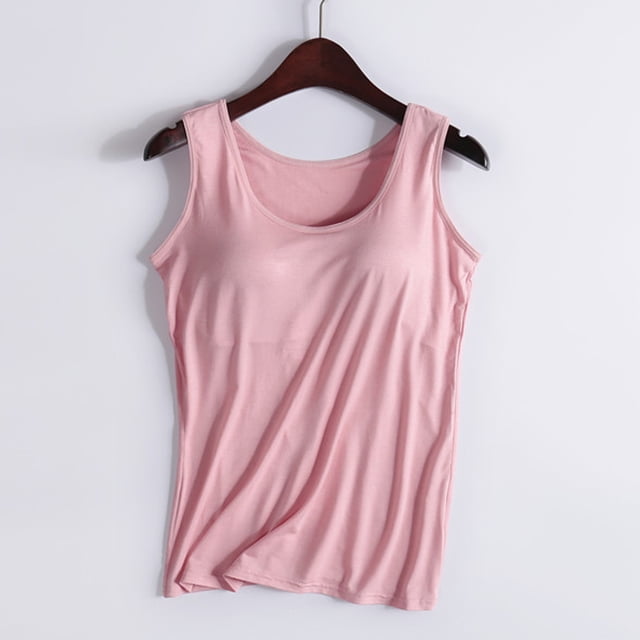 UPPADA Womens Crewneck Tank Tops Summer Sleeveless Scoop Neck Tees Solid Color Basic Slim Fitted Cami Shirts Womens Tank Tops Camisole Top Built In Bra Adjustable Straps,Deals for Today