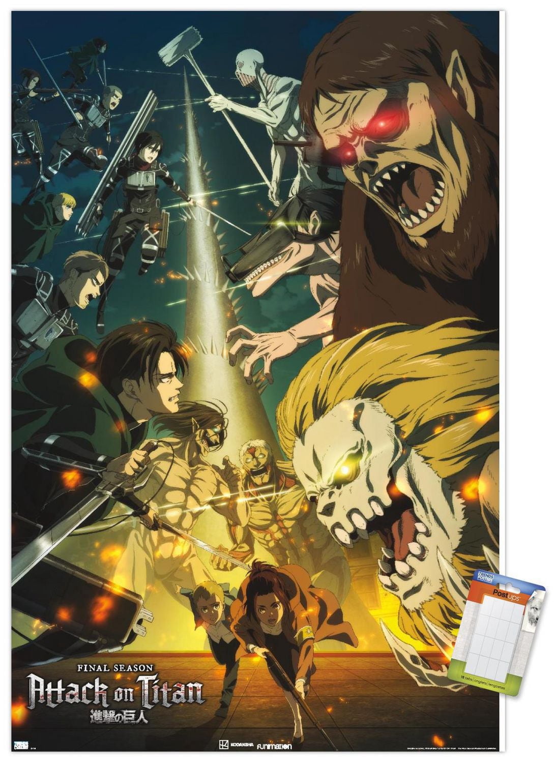 Attack on Titan: Season 4 - Key Visual 3 Wall Poster with Magnetic Frame, 22.375" x 34"