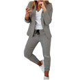 thumbnail image 1 of Womens Business Work Suit Set Long Sleeve Open Front Blazer with Slim Fit Suit Pants Basic Work Office Formal Suit Sets, 1 of 3