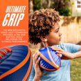 thumbnail image 3 of NERF Spiral Grip Mini Football - Patented Spacelace for Ultimate Spirals - Machine Stitched Construction - Pump Included,Blue/Orange, Mini, 3 of 9