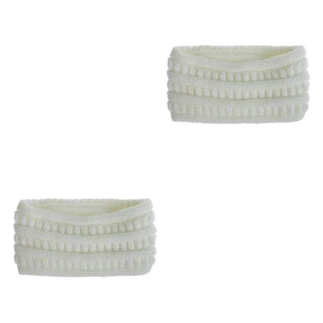 Decodeary Comfortable And Soft Winter Knitted Headbands For Women Cold Days Elastic And Stretchable Warm white 2Set