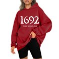 thumbnail image 1 of Chandails à Capuche Mode pour Femmes 2023 Coupe Ample Mode d'Automne Chandails à Capuche Hauts Décontractés Manches Longues Citrouille Épices Café Blouse à Capuche Imprimée Chandail à Enfiler Rabais de 50 % Liquidation Costumes d'Halloween/Noël, 1 of 1