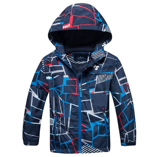 AAMILIFE Boys Waterproof Fleece Lined Jacket Color Block Windbreaker Hooded Coat