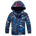thumbnail image 1 of AAMILIFE Manteau Imperméable Doublé en Molleton pour Garçons, Coupe-Vent à Blocs de Couleur avec Capuchon, 1 of 2