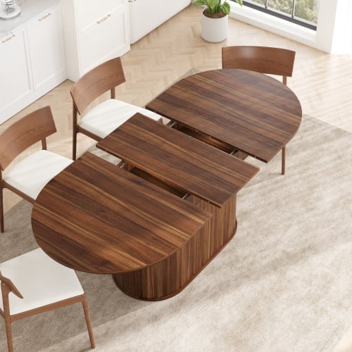 Taoruifang 55.11″–70.86″ Extendable Oval Dining Table with Striped