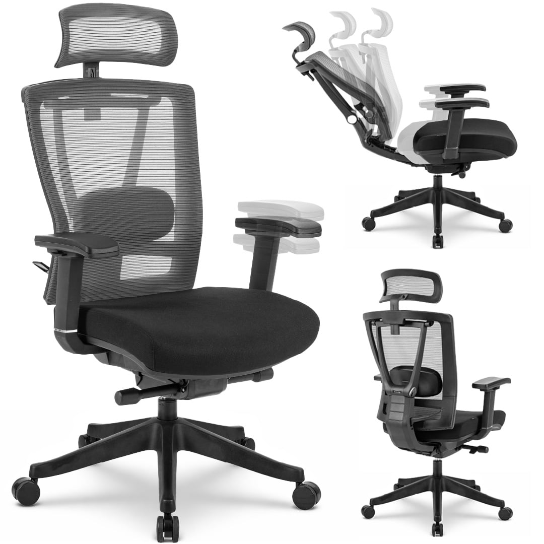 MotionGrey - CloudMesh Ergonomic Office Chair-Comfy High Mesh Back Support with Adjustable Armrests-Black Desk Computer Chairs Perfect for Home Gaming and Offices