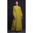 thumbnail image 4 of Bimba Robe Maxi à Manches Longues pour Femmes en Georgette Mousse Imprimée de Plumes d'Aigle, Taille Élastique - Grande, 4 of 5