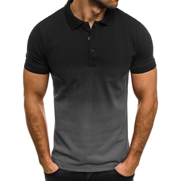 Pisexur Polos pour Hommes T-shirt de Sport Décontracté Col à Revers Dégradé 3D Coupe Ajustée Manches Courtes Chemise de Bureau Chemises pour Hommes Haut