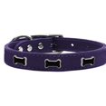 thumbnail image 1 of Chien Noir en Cuir Véritable, Collier Violet 16, 1 of 1