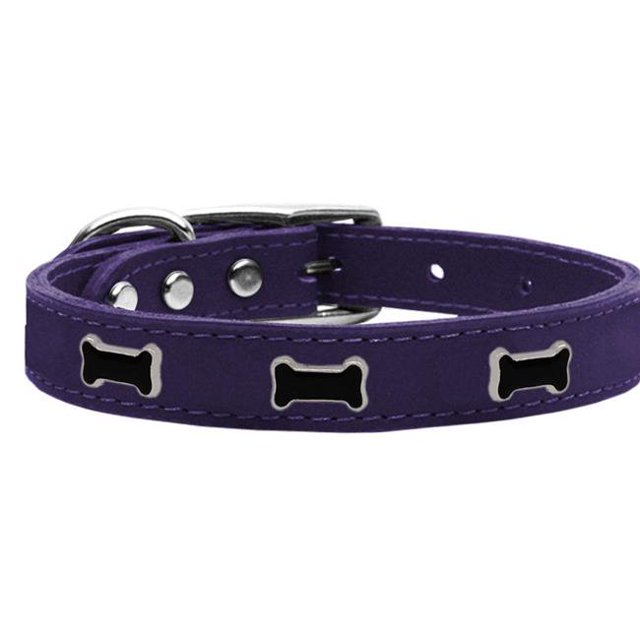 Chien Noir en Cuir Véritable, Collier Violet 16