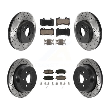 Transit Auto Front Rear Coated Drilled Slotted Disc Brake Rotors and Ceramic Pads Kit for Car 2015-2020 Chevrolet Colorado GMC Canyon KDC-100670