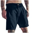 thumbnail image 1 of Men's Linen Shorts Classic Slim - Elastic Waist Summer Beach Pants, 7 Inch Inseam, 70% Rayon 30% Linen, 1 of 6