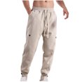 thumbnail image 4 of FAIWAD Mens Sweatpants Elastic High Waist Drawstring Workout Joggers Pants Button up Outdoor Trousers, 4 of 4