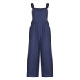 thumbnail image 4 of CEHVOM Womens Fashion Retro Rompers Suspender Solid Jumpsuit Cotton Pants, 4 of 6
