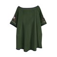 thumbnail image 4 of Blouses pour Femmes, T-Shirt Mode Décontracté Ample de Printemps Été pour Femmes, Couleur, Manches Courtes, Col Rond, Hauts Brodés, Blouse en Coton et Lin, 4 of 5