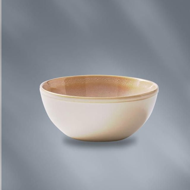 Corelle® stoneware 21oz bowl oatmeal with a rounded form and durable double bead edge, featuring a warm oatmeal colour and speckled glazed interior, suitable for microwave, oven, and dishwasher use, ideal for casual meals anywhere in the home.