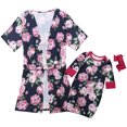 thumbnail image 2 of EYIIYE Mother and Daughter Matching Pajamas Floral Kimono Short Robes Sleepwear, 2 of 6
