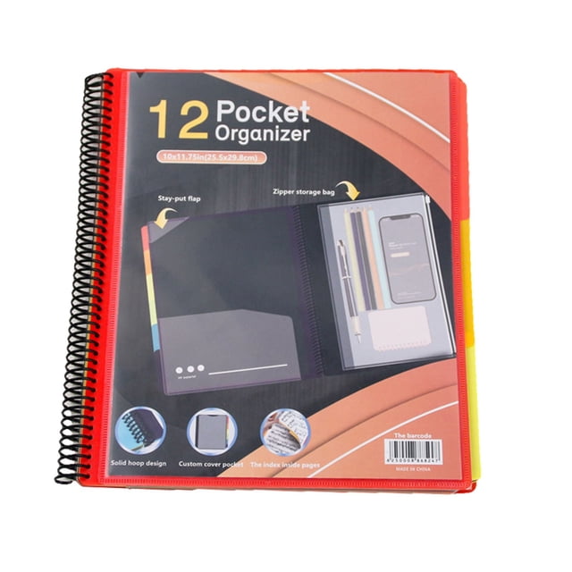 12 Pocket Poly Project Organizer Folder Letter Size Multi Pocket File Folder With Tabs And Zipper Pouch For School Office Document Storage