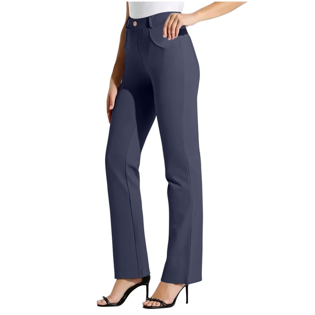 Soki Dress Pants Women Work Business Pants Tummy Control Office Straight Leg Trousers High Waisted Ladies Slacks