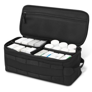 Vensio First Aid Bag Empty Pill Bottle Organizer Zippered Medical Storage Case Emergency Kit (black )