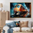 thumbnail image 1 of Designart Grande Oeuvre Murale Encadrée de Train, composition Dynamique de Train, Déco d'Oeuvre Murale Encadrée de Train, Oeuvre Murale Moderne Multicolore à Cadre Doré, Cadre Doré 44x34 Pouces, 1 of 5