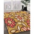thumbnail image 3 of Ahgly Tapis Rond Lavable en Machine Intérieur Transitionnel Jaune Orange, 4 Pieds Rond, 3 of 7