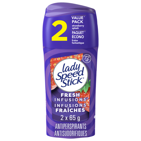 Lady Speed Stick Antiperspirant, Strawberry Splash Scent, 65 g (2 Pack)