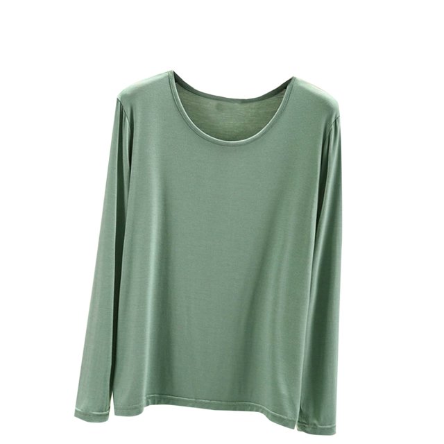 MeetoTime T-Shirts à Col Rond à Manches Longues pour Femmes Camisoles Confortables T-Shirts Doux de Couleur Unie sous-Vêtements