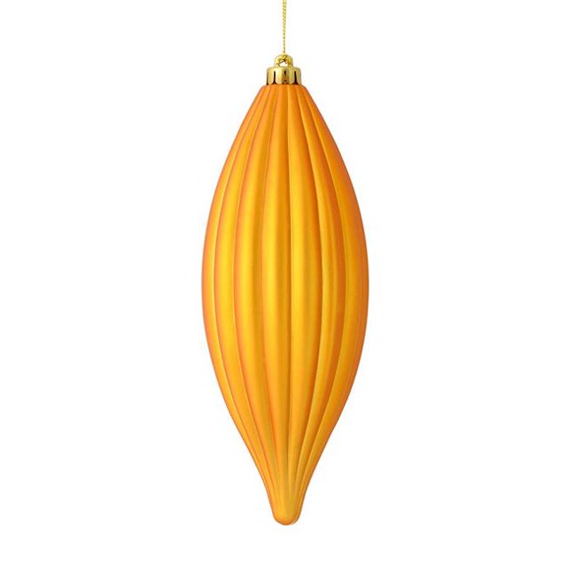 Vickerman M183230M 8 in. Antique Gold Matte Line Finial Ornament 4 per Bag