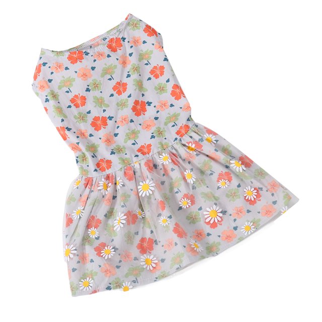 Cute Puppy Dress, Easy To Clean Daisy Mesh Decor Comfortable Floral Pattern Flexible Cool Dog Girl Dress Charming For Spring XS,S,M,L