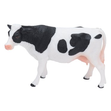 Ccdes Figurine de Vache Simulée, Figurine de Taureau Simulée, Figurine Simmental Cattle Vache en Plastique Noir Blanc pour Décoration de Bureau à la Maison Cadeau de Fête
