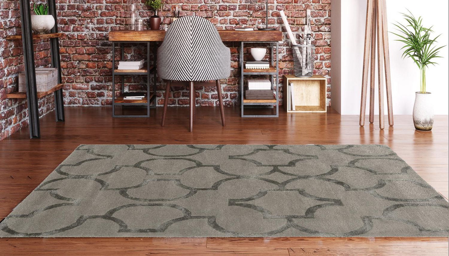 Tapis en Laine Aspire Géo ardoise de 8 pi x 11 pi