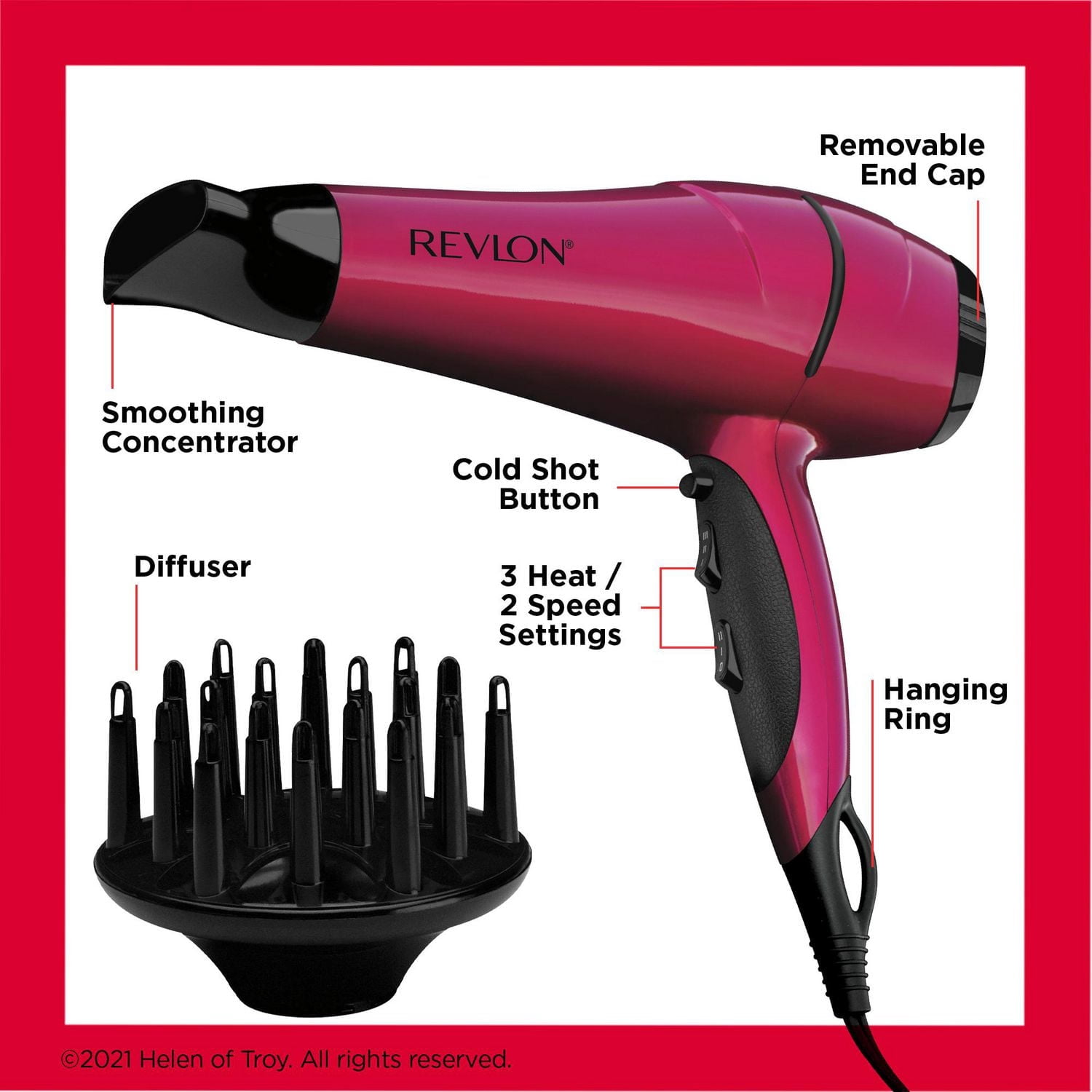 Séchoir à cheveux Revlon Perfect Heat® Frizz Fighter couleur fuchsia