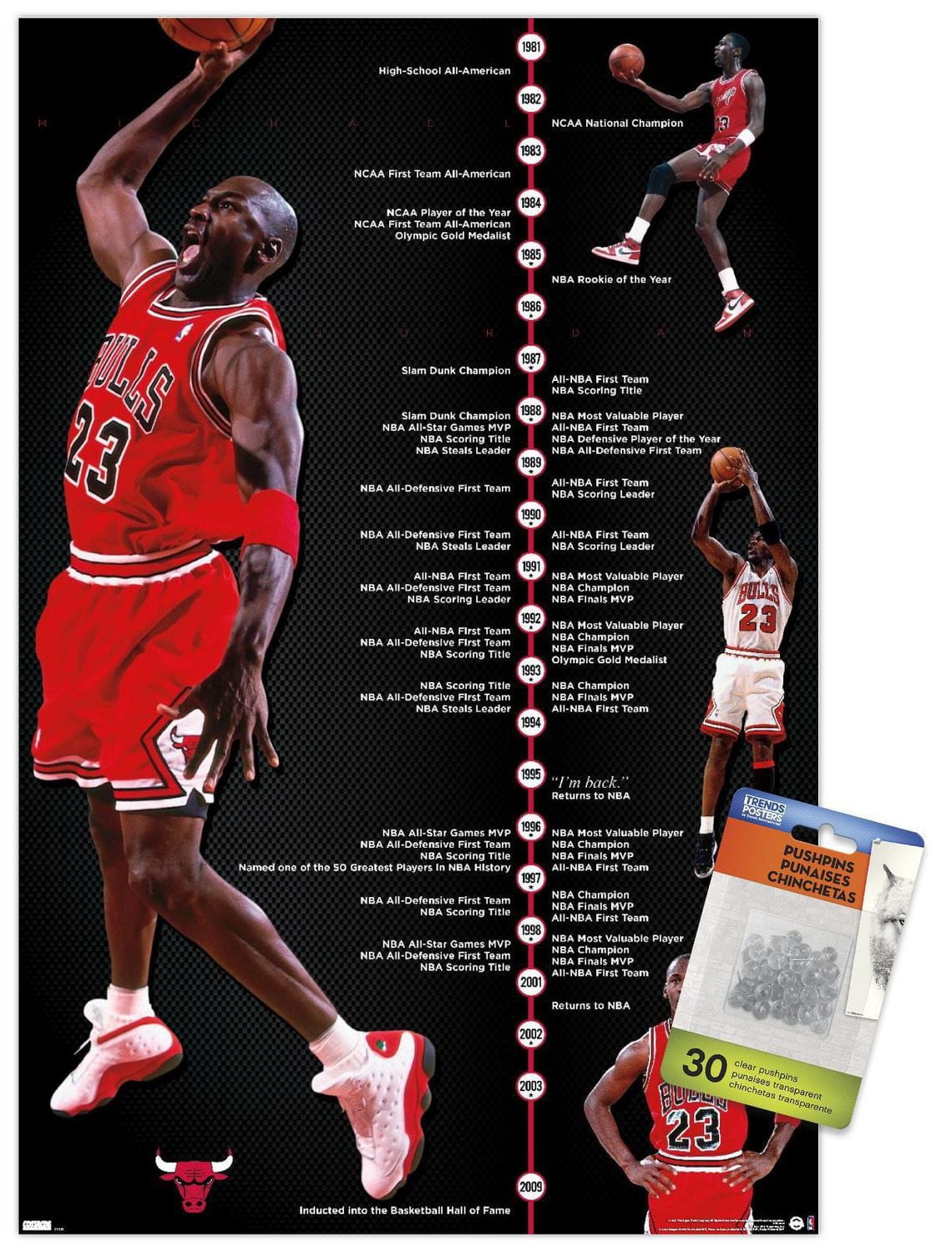 Michael Jordan - Timeline Wall Poster, 22.375" x 34" Framed
